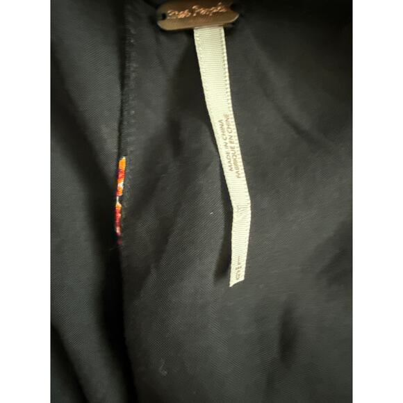 Free‎ People Two Faces Smocked Printed Mini Dress Black Combo Size Large - Picture 12 of 12